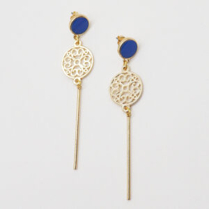 Coll. Marrakech / Boucles d'oreilles dorées-bleu Kenza