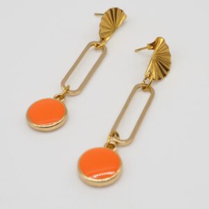Coll. Marrakech / Boucles d'oreilles dorées-orange Yasmine